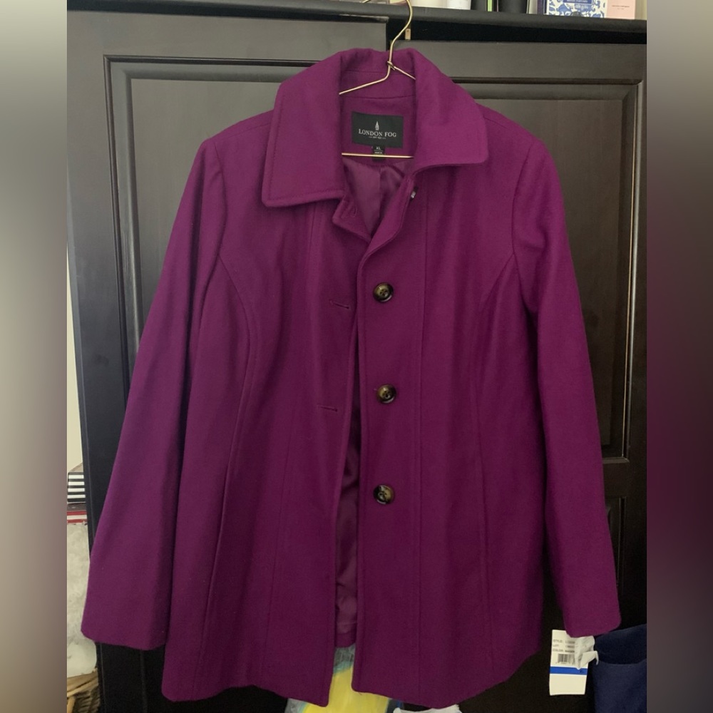 London fog magenta wool blend coat xl